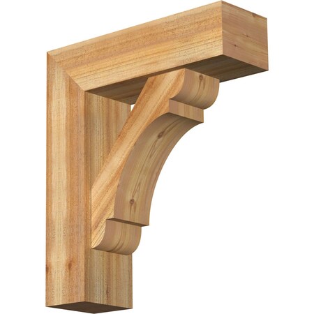 Ekena Millwork Olympic Block Rough Sawn Bracket w/ Offset Brace, Western Red Cedar, 8"W x 26"D x 30"H BKT0806X26X30OLY05RWR